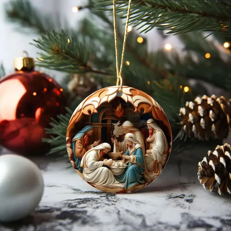 Adorno navideño de cerámica con motivo del Belén