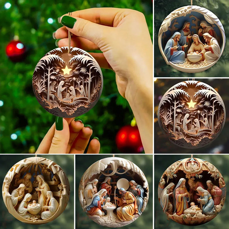 Adorno navideño de cerámica con motivo del Belén