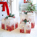 Adorno navideño LED de árbol, muñeco de nieve o caja de regalo