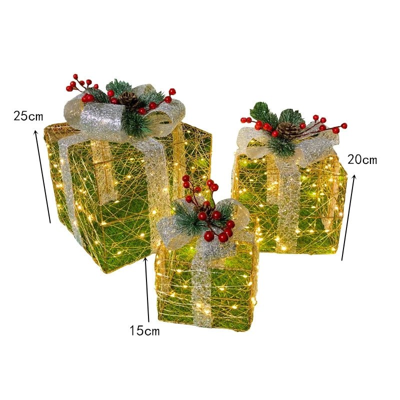 Adorno navideño LED de árbol, muñeco de nieve o caja de regalo