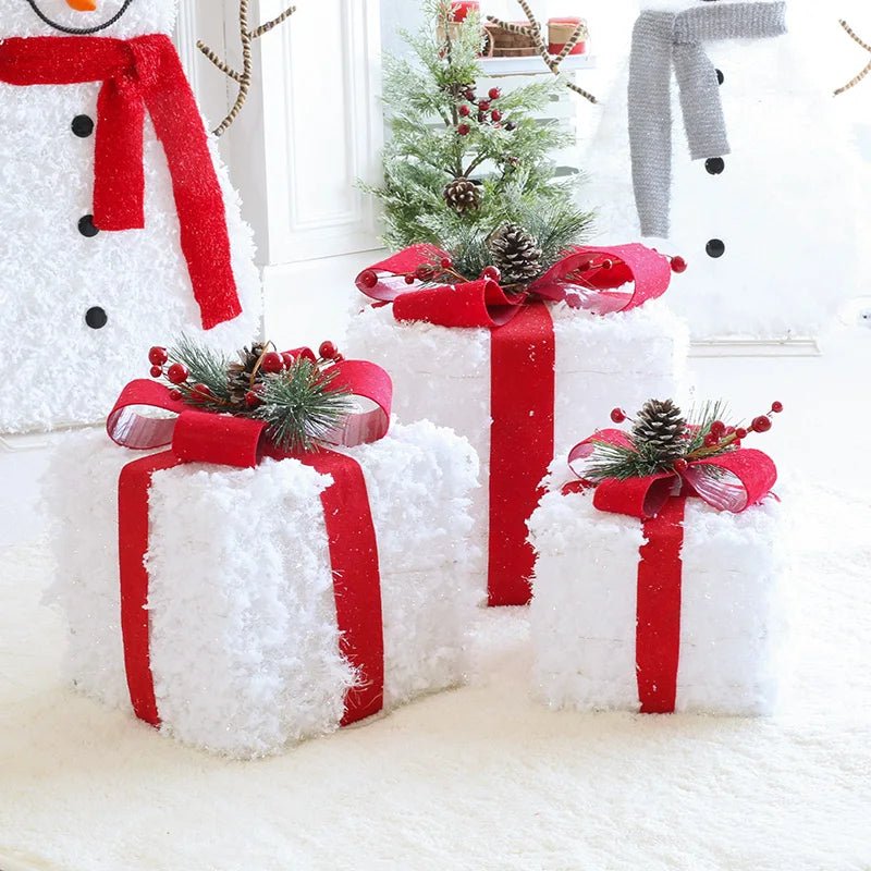 Adorno navideño LED de árbol, muñeco de nieve o caja de regalo