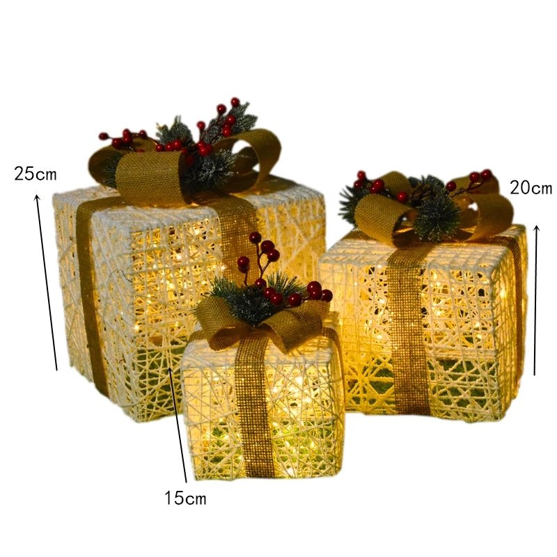 Adorno navideño LED de árbol, muñeco de nieve o caja de regalo