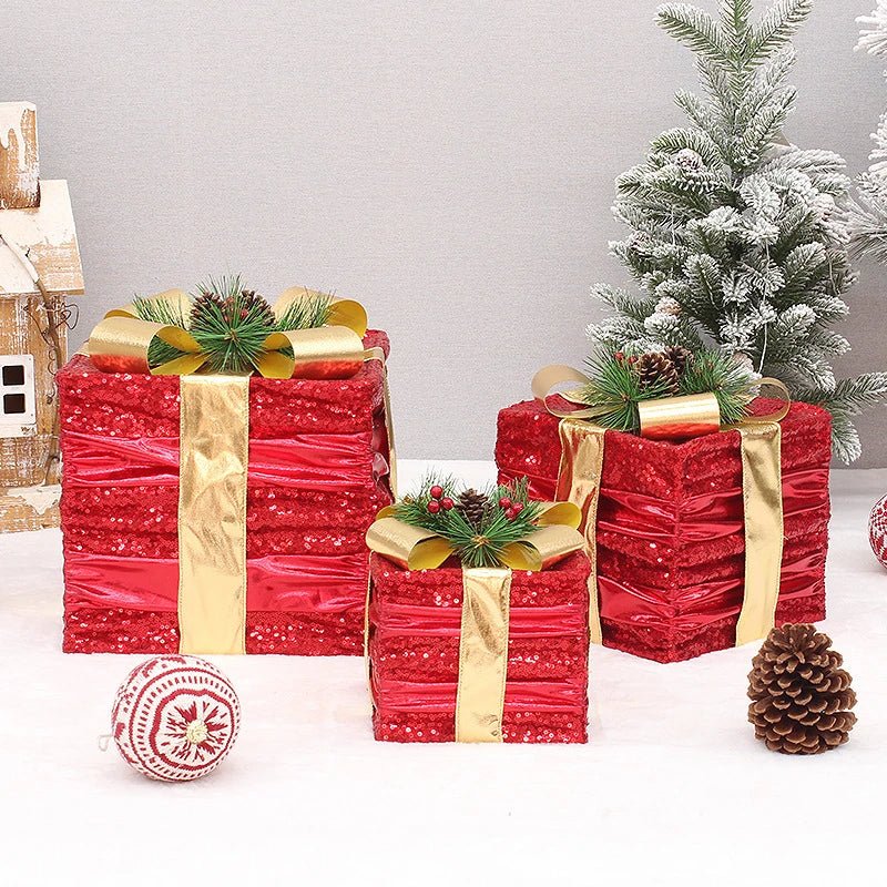 Adorno navideño LED de árbol, muñeco de nieve o caja de regalo