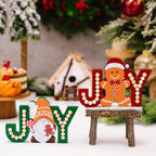Adorno navideño de madera gnomo jengibre JOY