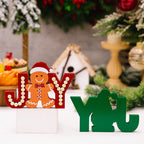 Adorno navideño de madera gnomo jengibre JOY