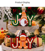 Adorno navideño de madera gnomo jengibre JOY