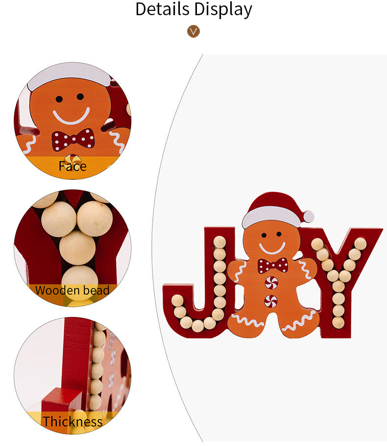 Adorno navideño de madera gnomo jengibre JOY