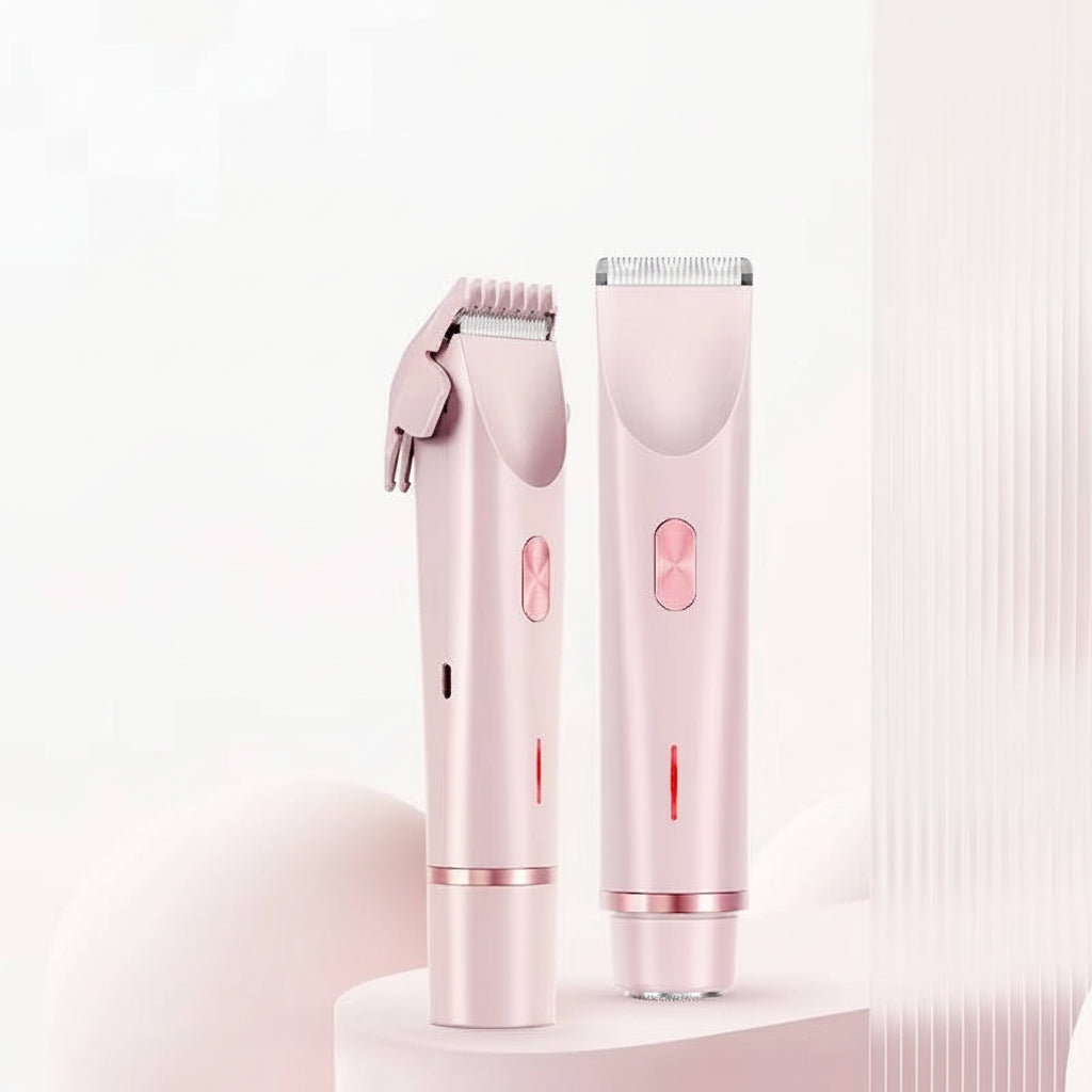 Afeitadora femenina 2 en 1 con cabezal rotatorio y recortadora intercambiable, recargable USB-C, uso en seco y húmedo, 2