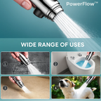 Alcachofa de ducha de alta presión PowerFlow | Alcachofa potente para máxima presión de agua