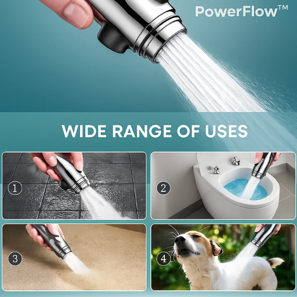 Alcachofa de ducha de alta presión PowerFlow | Alcachofa potente para máxima presión de agua