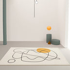 Alfombra abstracta beige de poliéster lavable antideslizante apta para mascotas