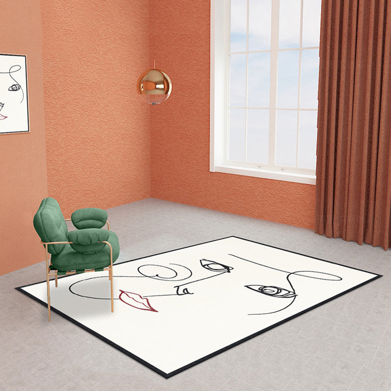 Alfombra abstracta beige de poliéster lavable antideslizante apta para mascotas