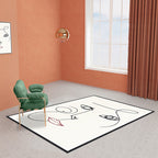 Alfombra abstracta beige de poliéster lavable antideslizante apta para mascotas