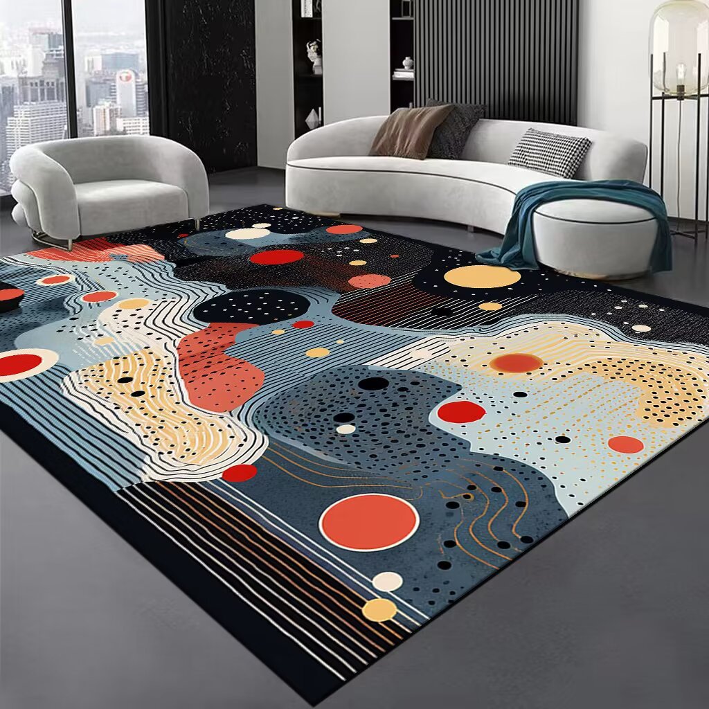 Alfombra de área con diseño abstracto de espirales