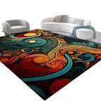 Alfombra de área con diseño abstracto de espirales