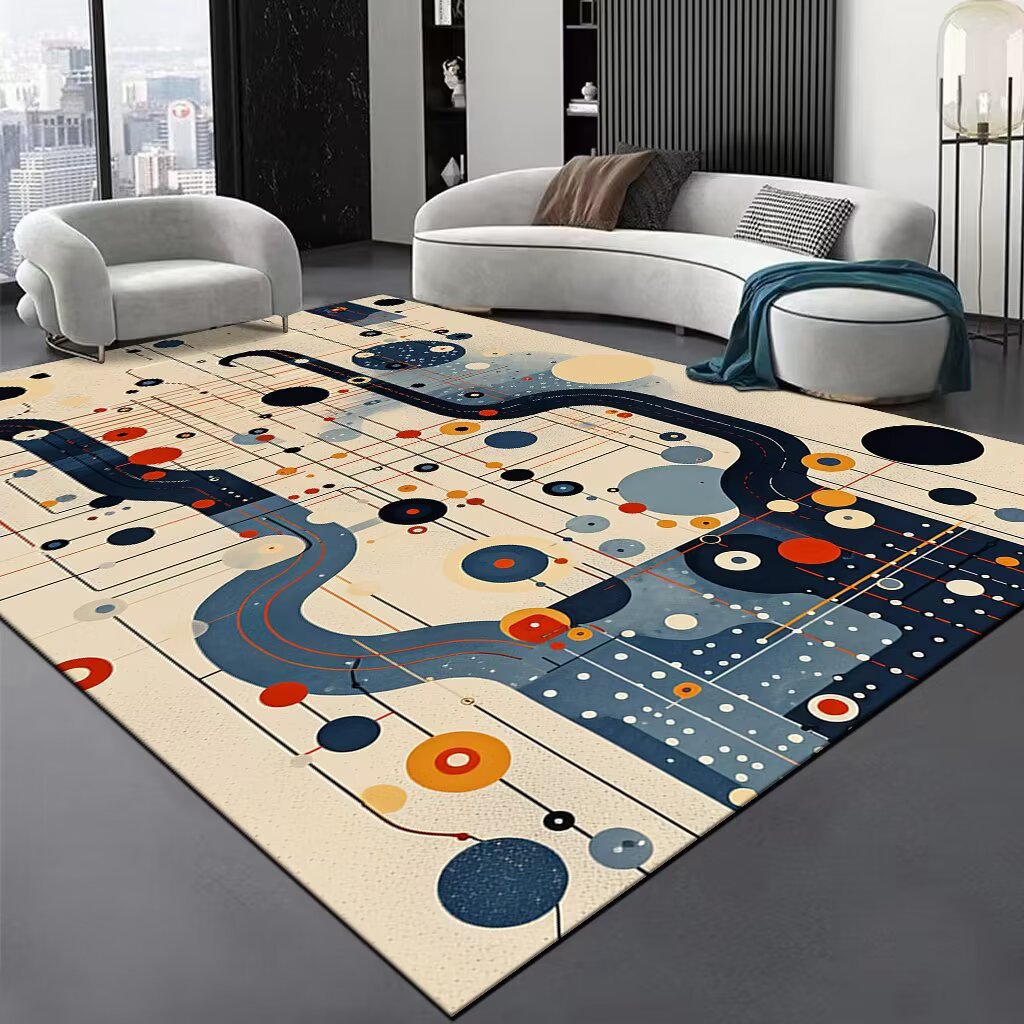 Alfombra de área con diseño abstracto de espirales