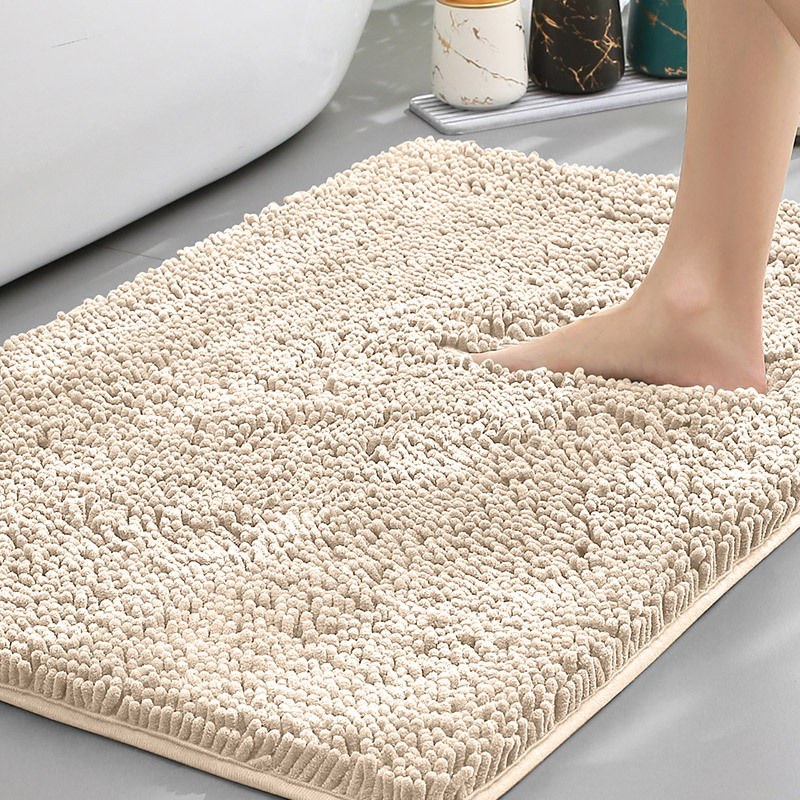 Alfombra de baño antideslizante de felpa chenilla — Pelo grueso de microfibra, superficie absorbente
