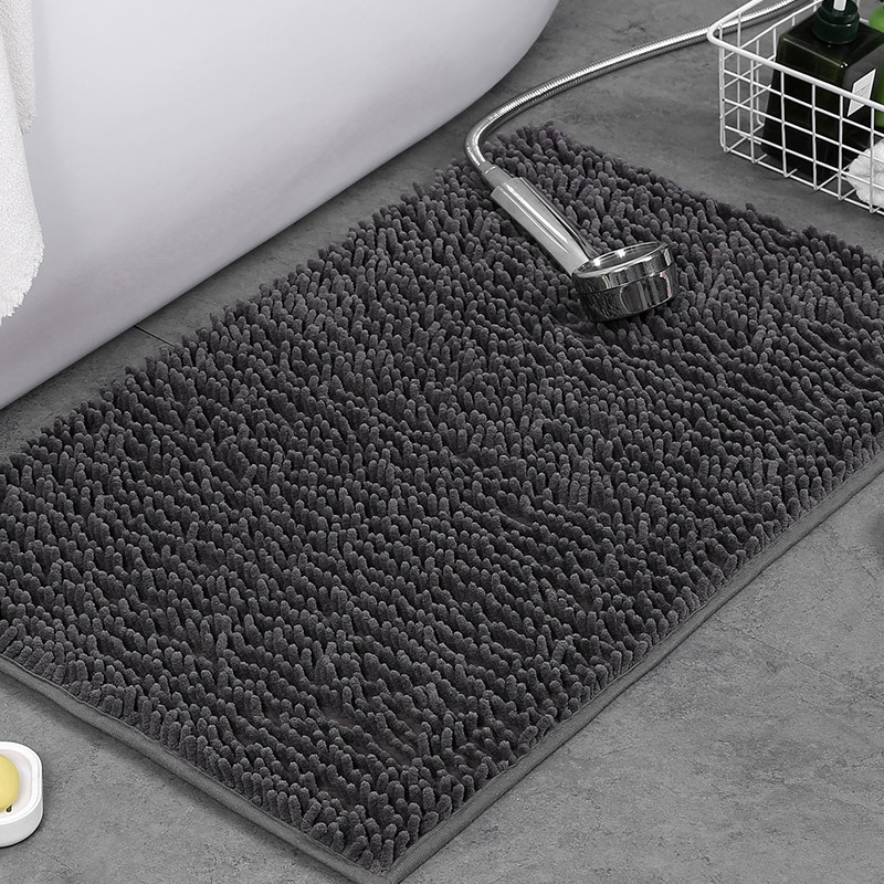 Alfombra de baño antideslizante de felpa chenilla — Pelo grueso de microfibra, superficie absorbente