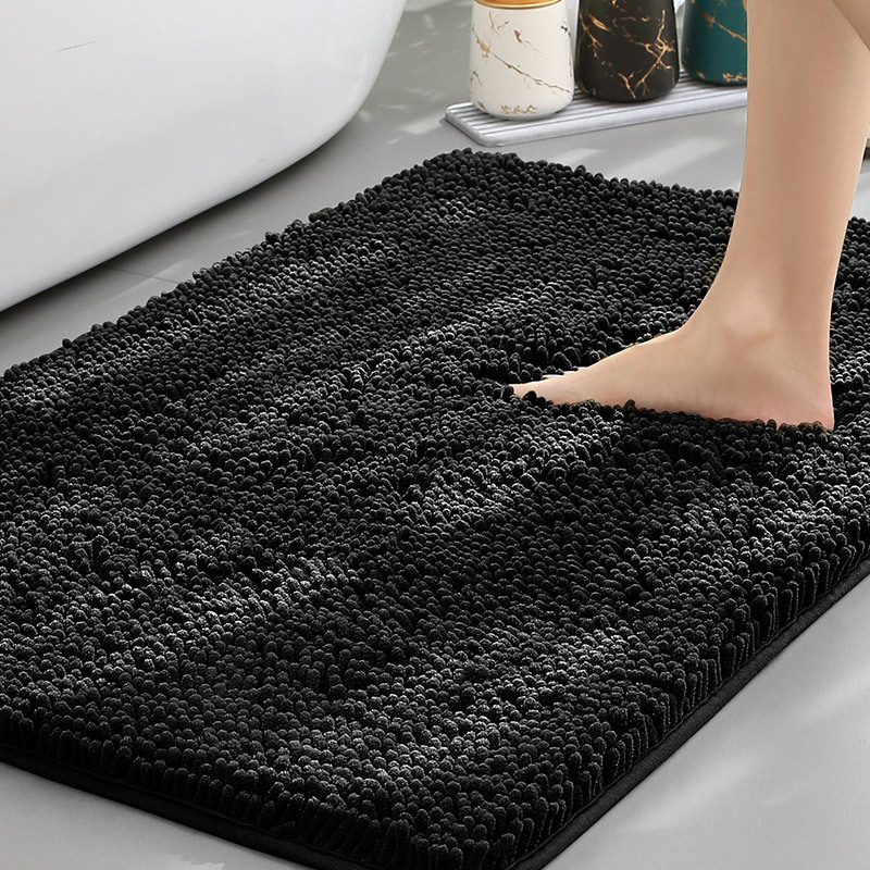 Alfombra de baño antideslizante de felpa chenilla — Pelo grueso de microfibra, superficie absorbente
