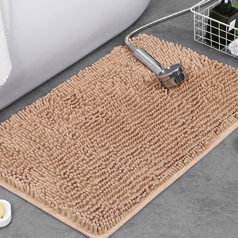 Alfombra de baño antideslizante de felpa chenilla — Pelo grueso de microfibra, superficie absorbente
