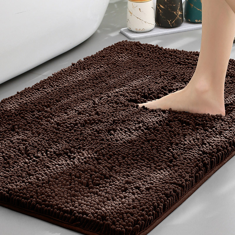 Alfombra de baño antideslizante de felpa chenilla — Pelo grueso de microfibra, superficie absorbente