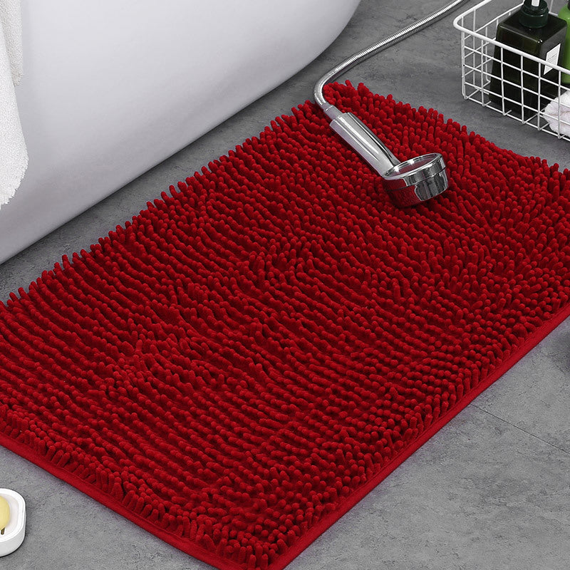 Alfombra de baño antideslizante de felpa chenilla — Pelo grueso de microfibra, superficie absorbente