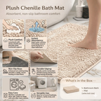 Alfombra de baño antideslizante de felpa chenilla — Pelo grueso de microfibra, superficie absorbente