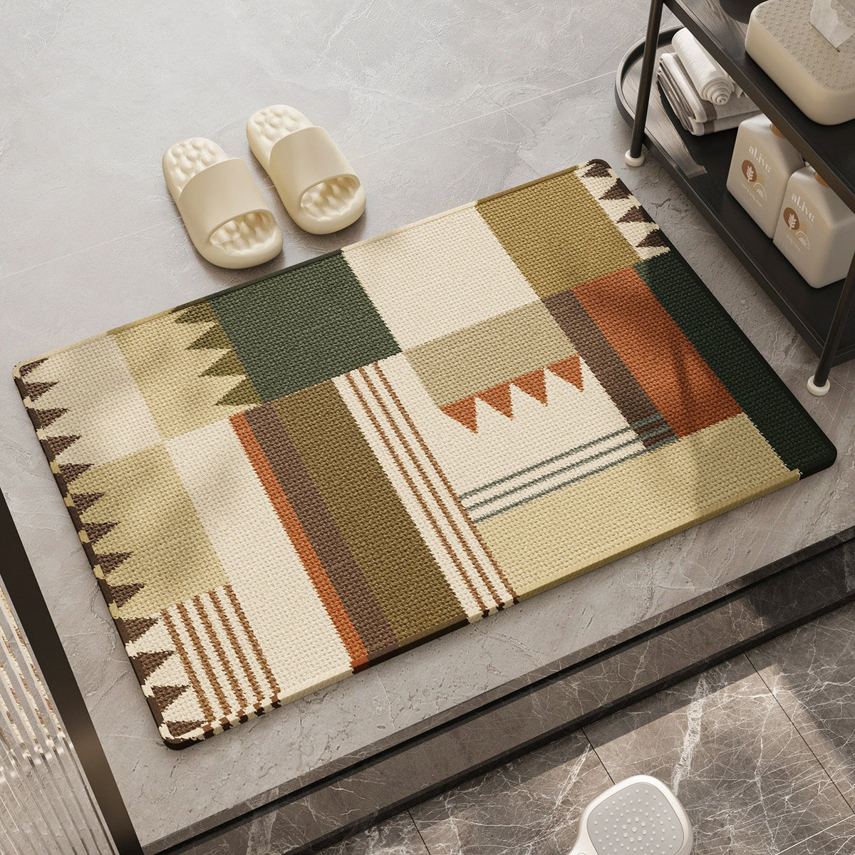 Alfombra de baño decorativa con diseño patchwork