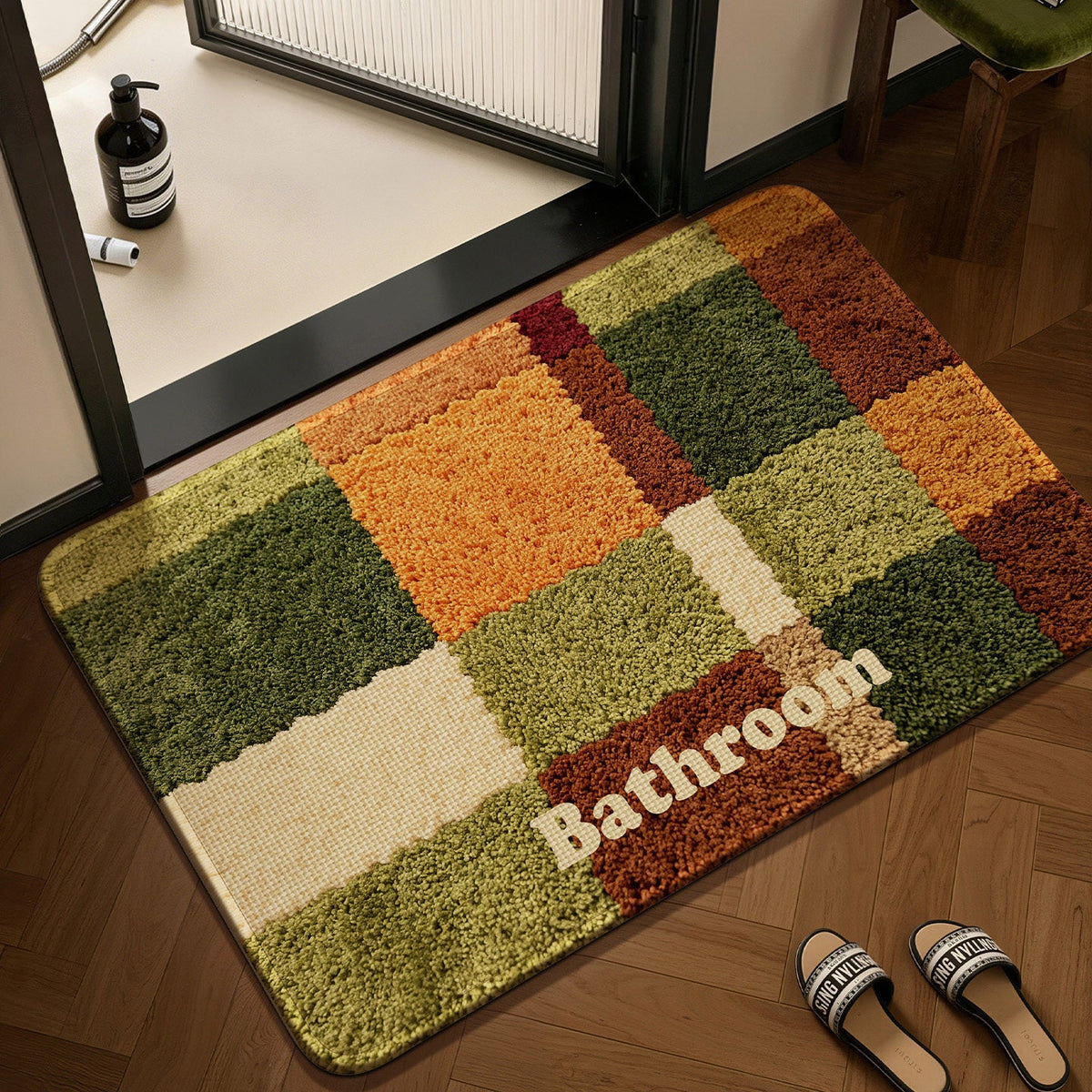 Alfombra de baño decorativa con diseño patchwork