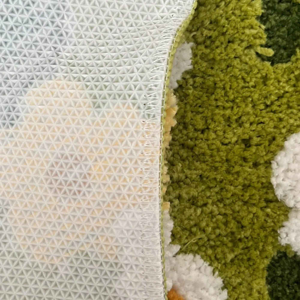 Alfombra de baño estilo margaritas y musgo
