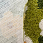 Alfombra de baño estilo margaritas y musgo