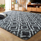 Alfombra de pelo largo con diseño geométrico