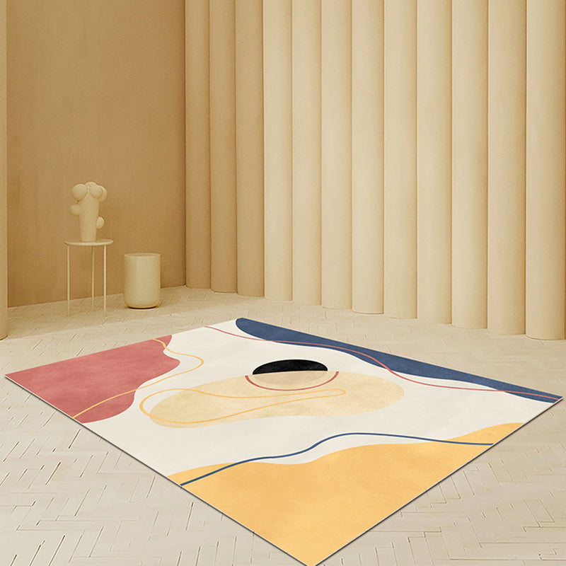 Alfombra moderna abstracta beige de poliéster antideslizante para salón