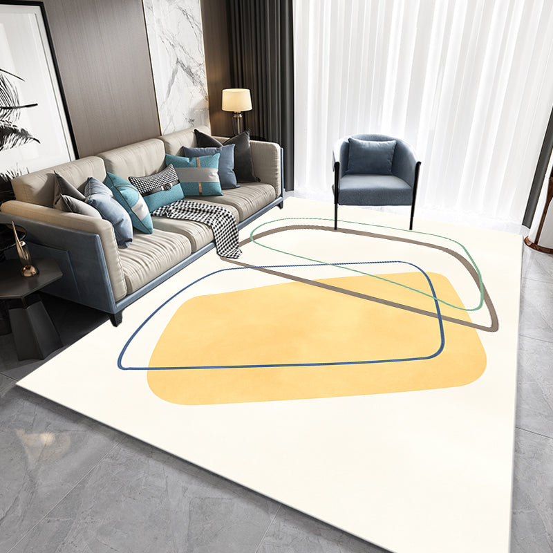 Alfombra moderna abstracta beige de poliéster antideslizante para salón