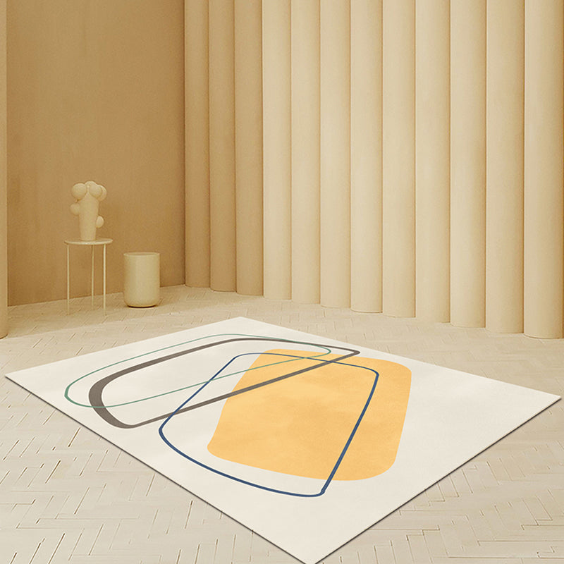 Alfombra moderna abstracta beige de poliéster antideslizante para salón