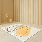 Alfombra moderna abstracta beige de poliéster antideslizante para salón