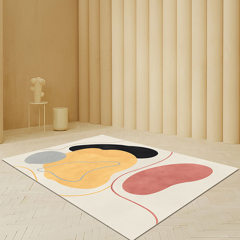 Alfombra moderna abstracta beige de poliéster antideslizante para salón