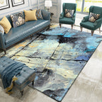 Alfombra de poliéster lavable con patrón abstracto acuarela azul, antideslizante y apta para mascotas