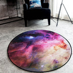 Alfombra redonda con patrón de galaxia negra de poliéster, lavable, antideslizante y apta para mascotas
