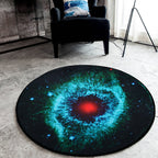 Alfombra redonda con patrón de galaxia negra de poliéster, lavable, antideslizante y apta para mascotas