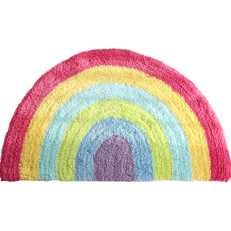 Alfombra semicircular de algodón con arcoíris para habitación infantil