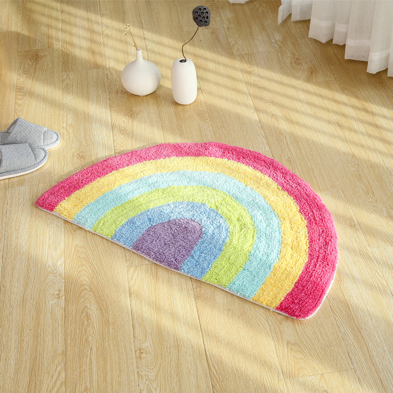 Alfombra semicircular de algodón con arcoíris para habitación infantil