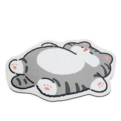 Alfombrilla de baño con forma de gato de felpa con base antideslizante y acolchado de espuma