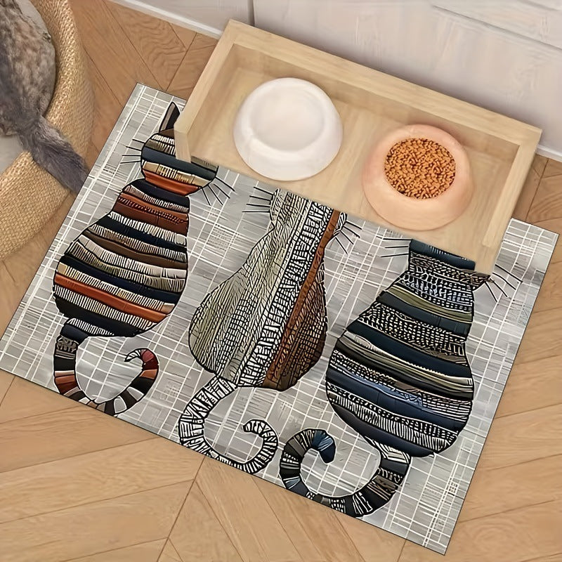 Alfombrilla de baño con forma de gato de felpa con base antideslizante y acolchado de espuma