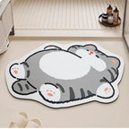 Alfombrilla de baño con forma de gato de felpa con base antideslizante y acolchado de espuma