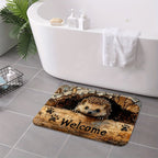 Alfombrilla de baño con forma de gato de felpa con base antideslizante y acolchado de espuma