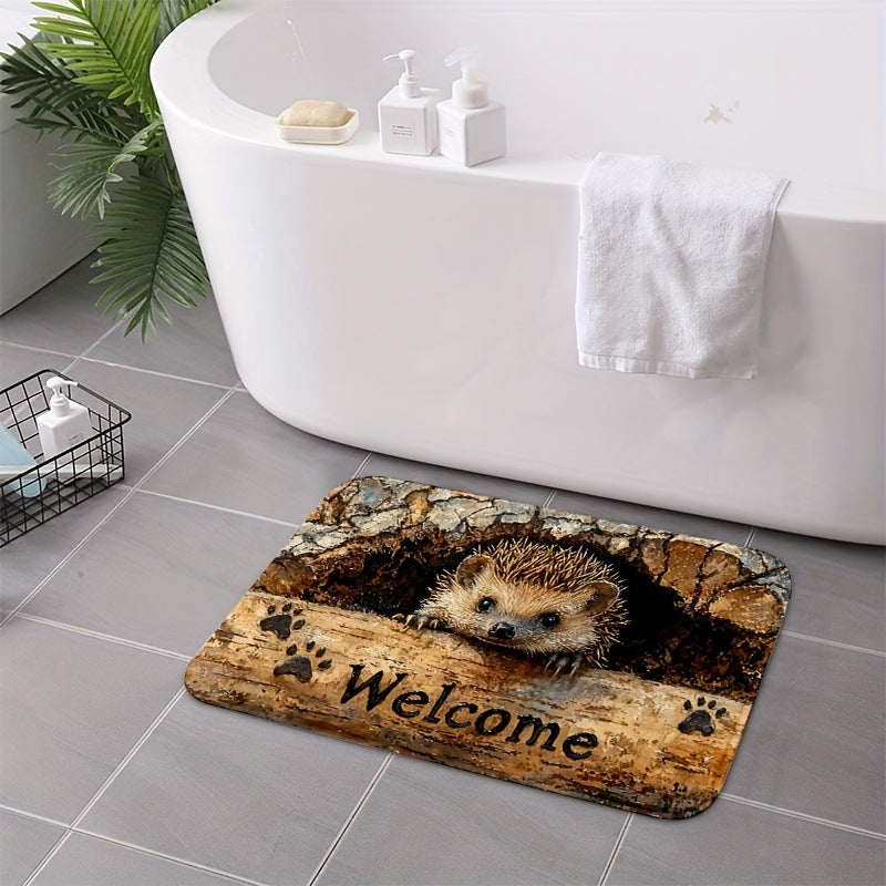 Alfombrilla de baño con forma de gato de felpa con base antideslizante y acolchado de espuma