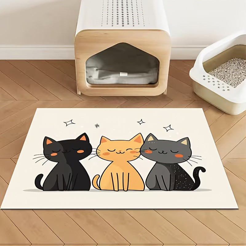 Alfombrilla de baño con forma de gato de felpa con base antideslizante y acolchado de espuma