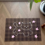 Alfombrilla de baño con forma de gato de felpa con base antideslizante y acolchado de espuma