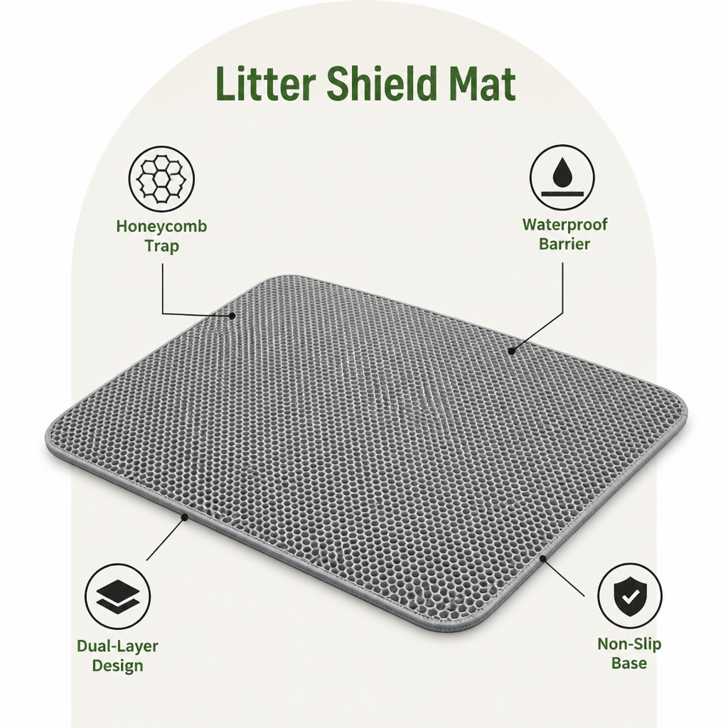 Alfombrilla para arena de gato de doble capa con diseño de panal e impermeable